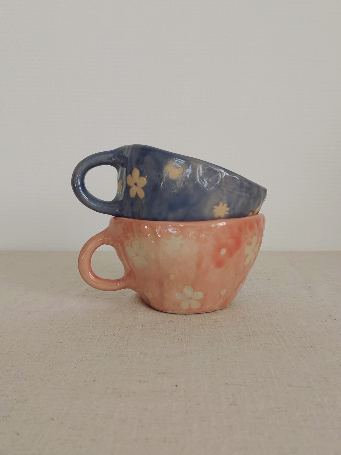 Pinched Mug - wax flowers