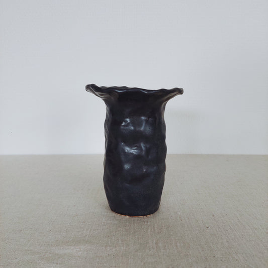 Small textured black vase